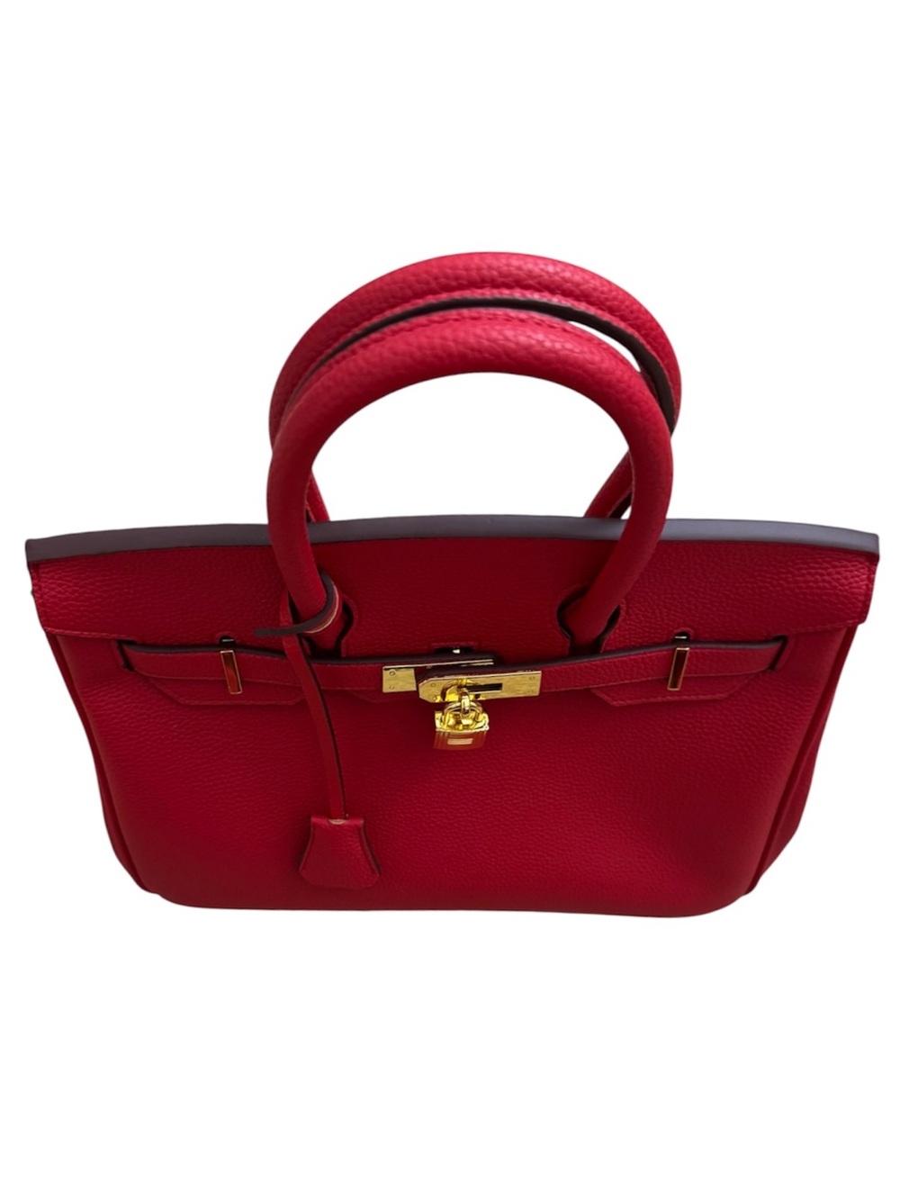 Red Turn Lock Leather Bag